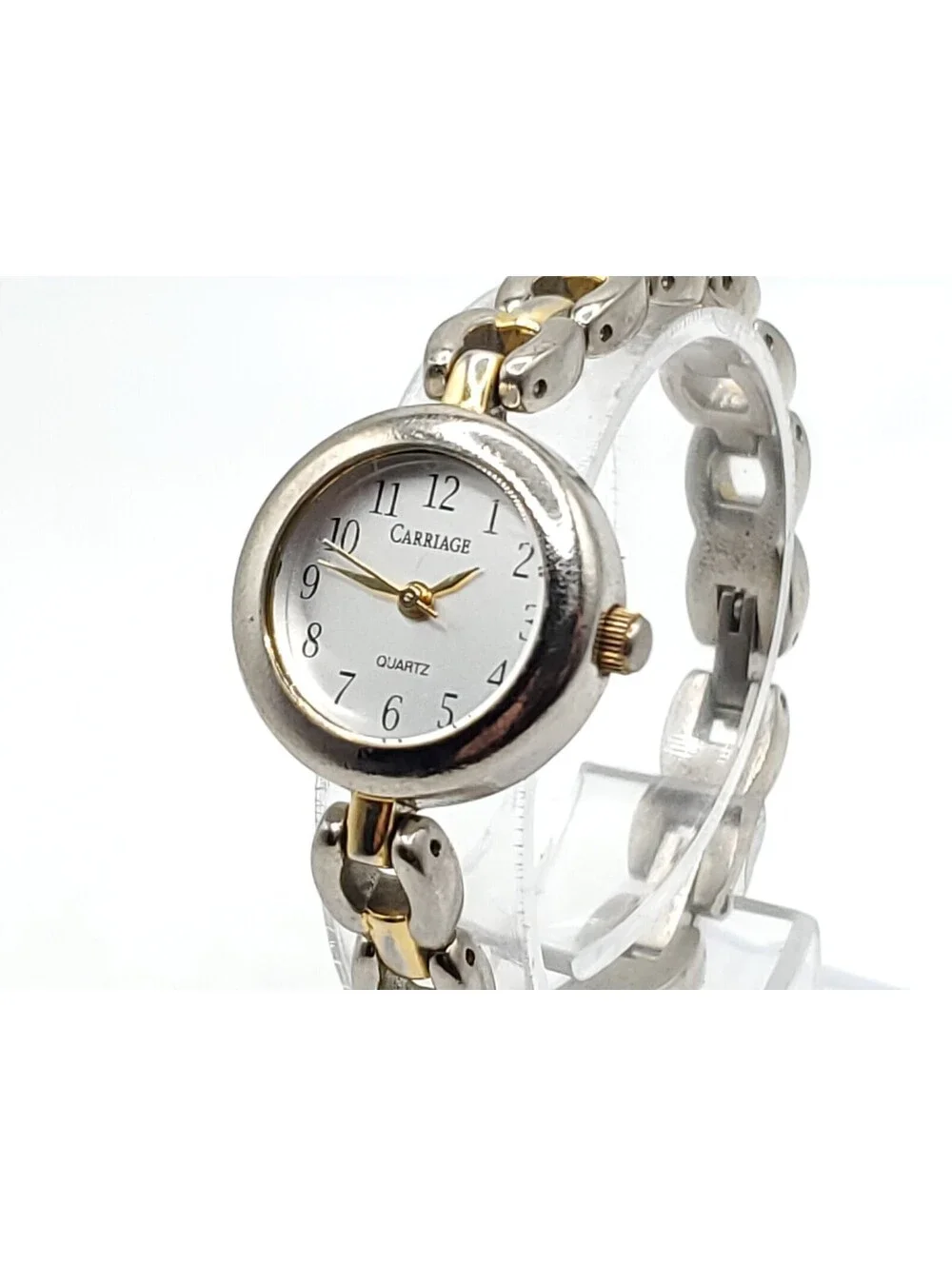 Carriage By Timex Womens Watch New Battery Two-Tone Silver Tone Dial 20mm